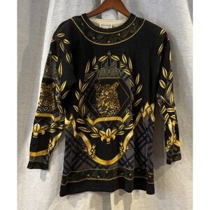 Vintage Eminent Lambswool Blend Tiger Long Sleeve Size Small Luxury Animal Print